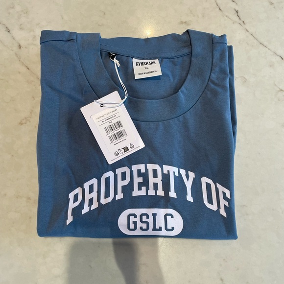 Gymshark Property Of T-Shirt XL Faded Blue - Picture 2 of 10